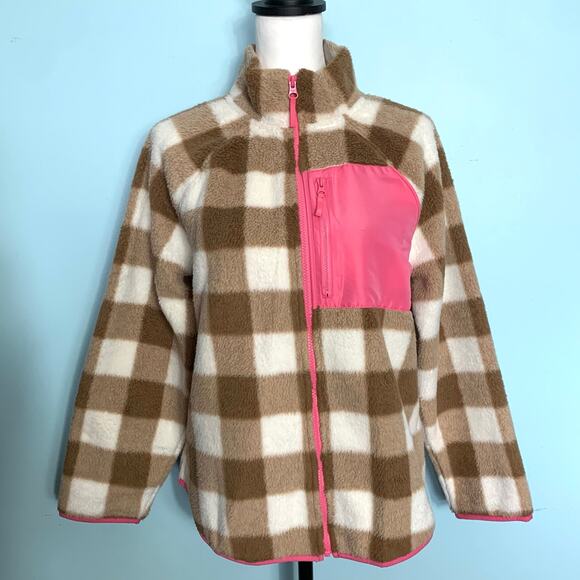 J. Crew Factory Plaid Woven Sherpa Zip-Up Jacket Size Small - Picture 6 of 9